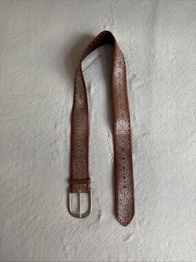 Brown Leather Celtic Embossed Belt Solid Brass Buckle Unisex ITEM2634